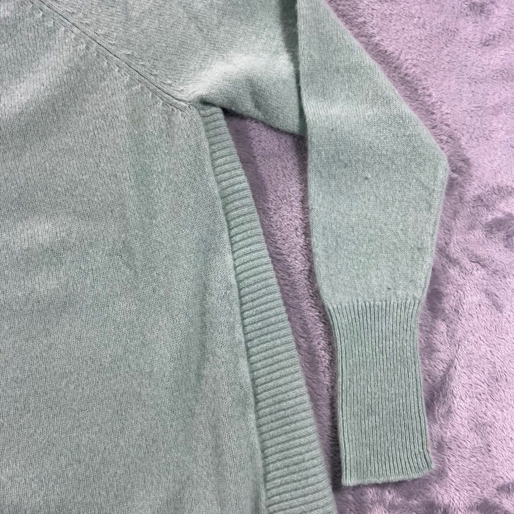 HALOGEN 100 Cashmere Sweater Womens Small Green Fair Back Zip Pullover Cozy - Picture 8 of 16